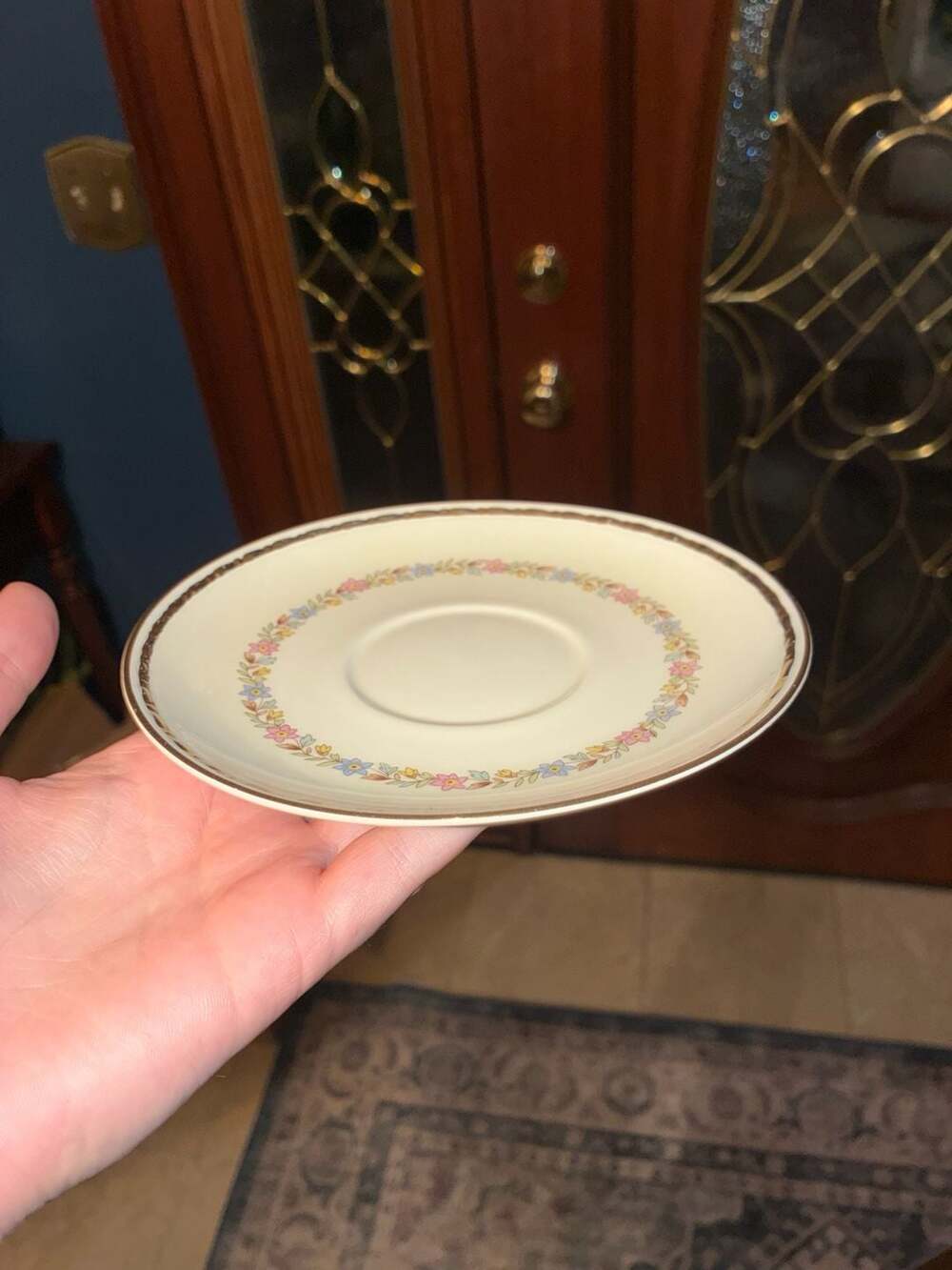 Homer Laughlin Eggshell Georgian G3388 Saucer Floral Ring Gold Trim